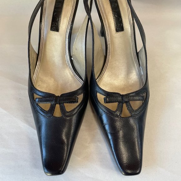 Unisa Adonis black leather slingback heels size 6 - Picture 1 of 6